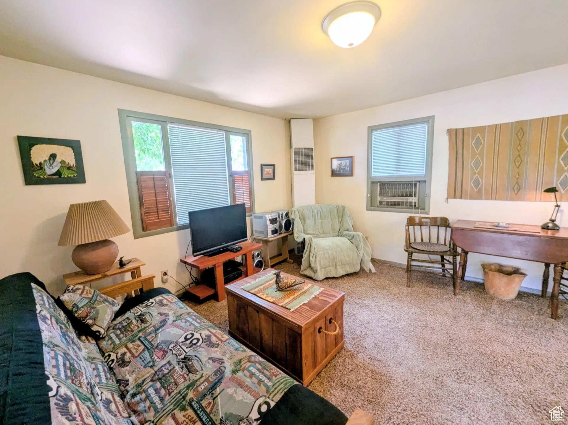 View of carpeted living area