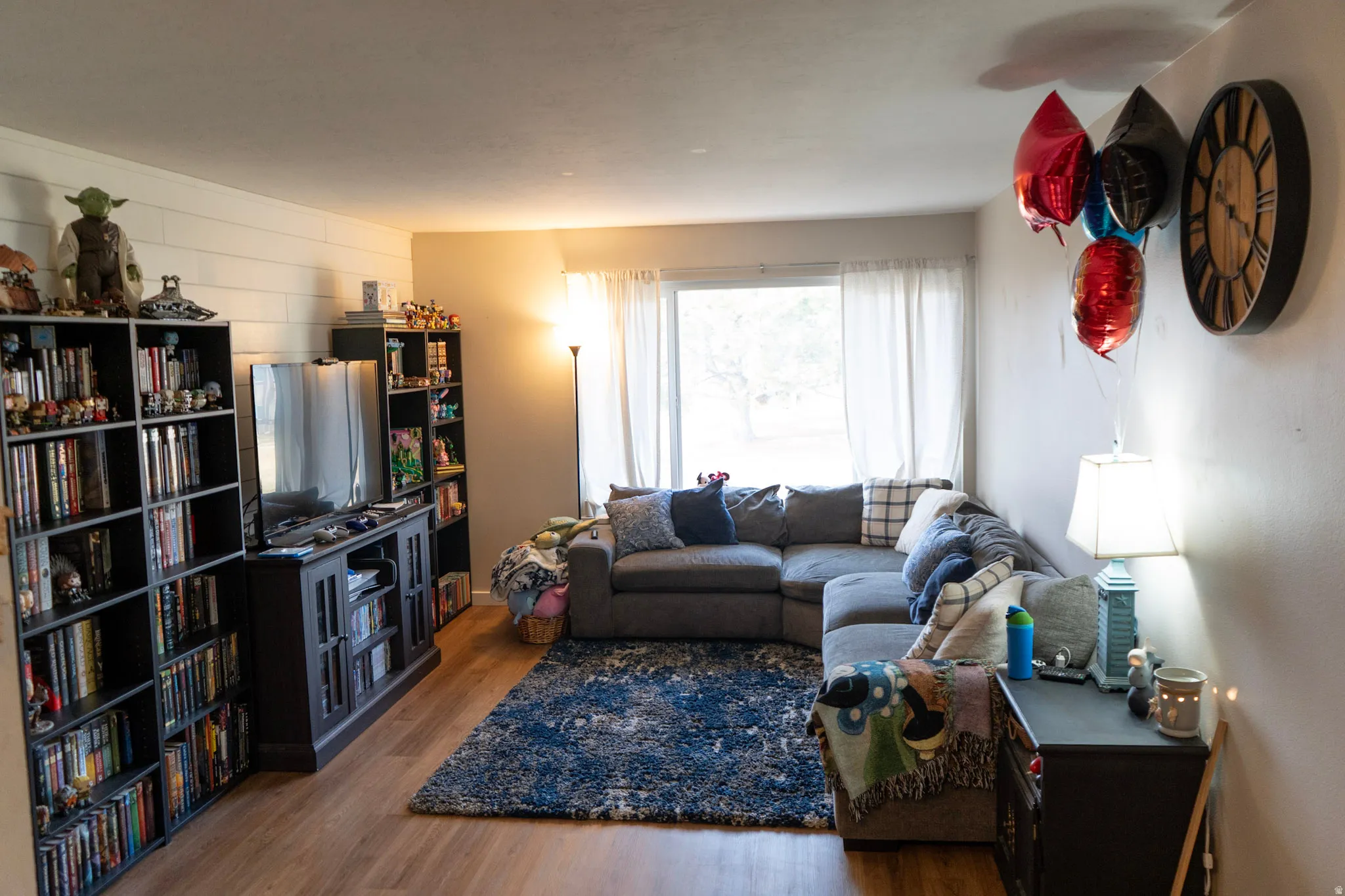 Living room featuring light wood-type flooring