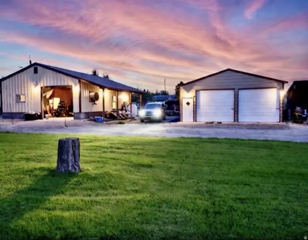 View of detached garage