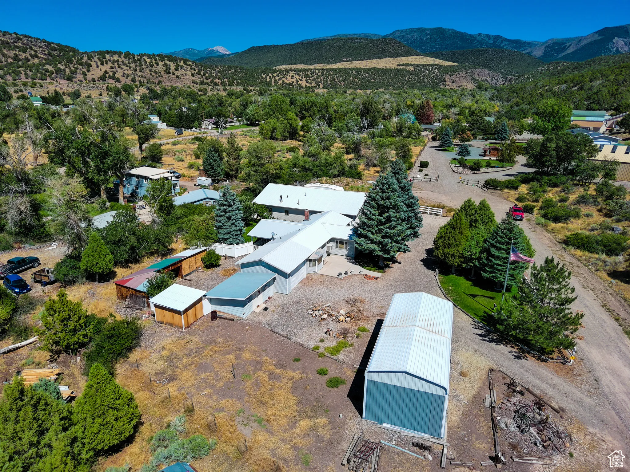 View of subject property featuring mountains