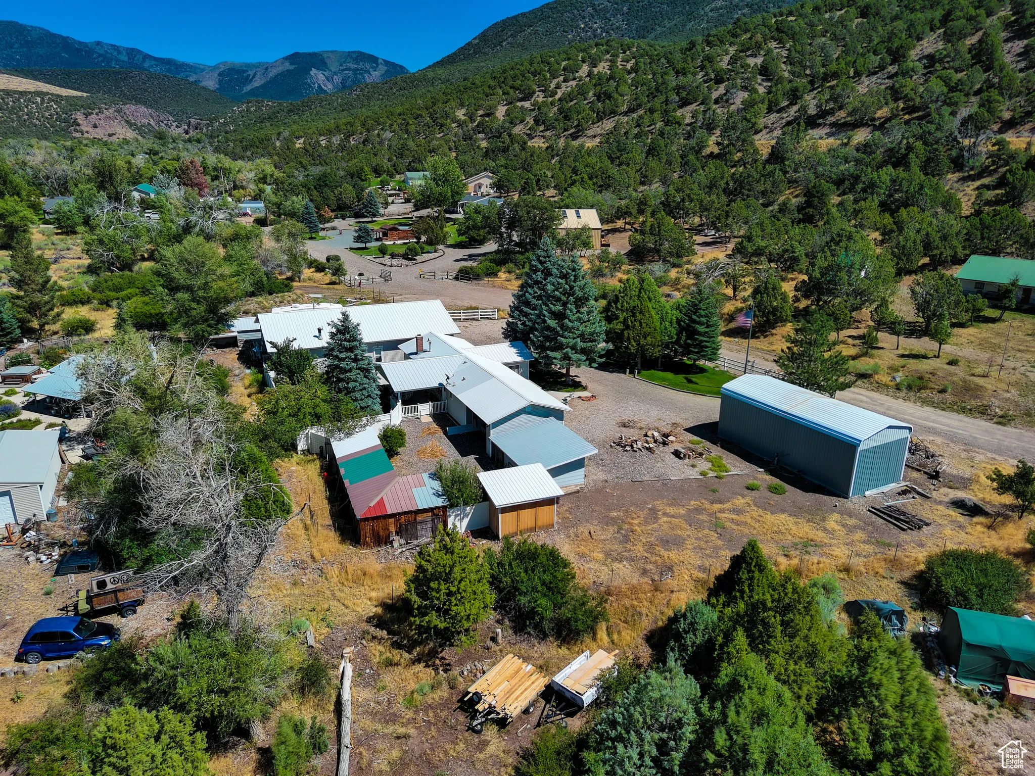 Drone / aerial view of a mountain backdrop
