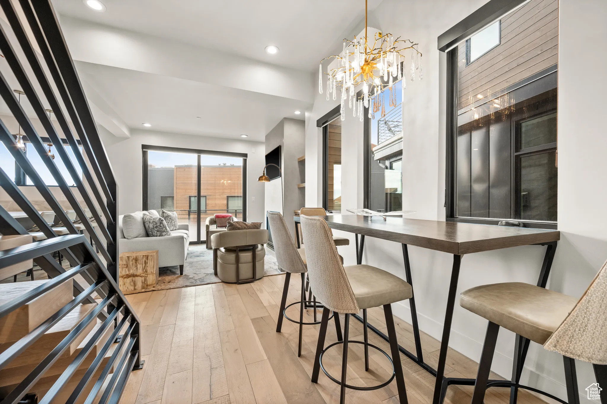 Also included in the great room is this dining area that features a fabulous chandelier.
