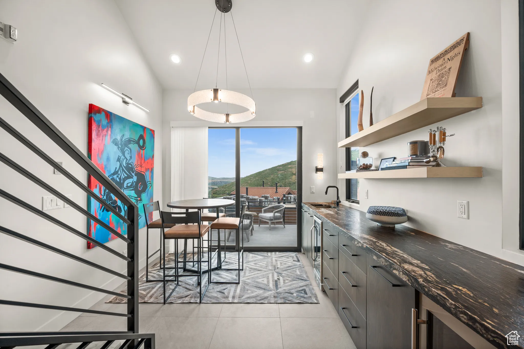 This level offers a fun place to entertain inside or out.