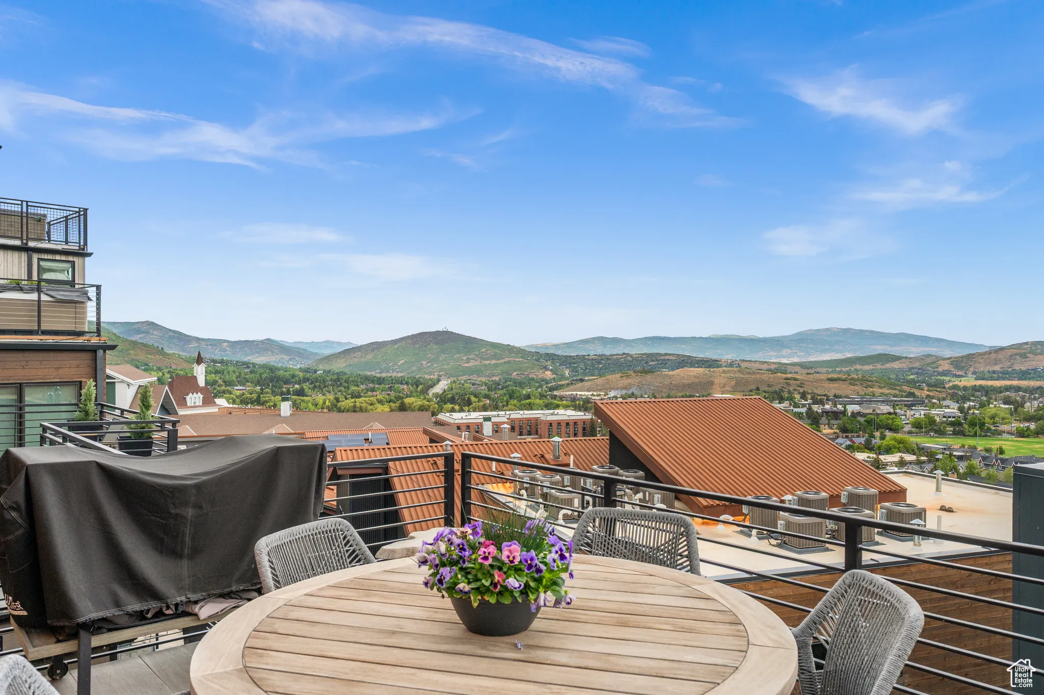 Off the back deck, the expansive valley view is amazing. And the steeple at Park City Mountain Village is so charming!