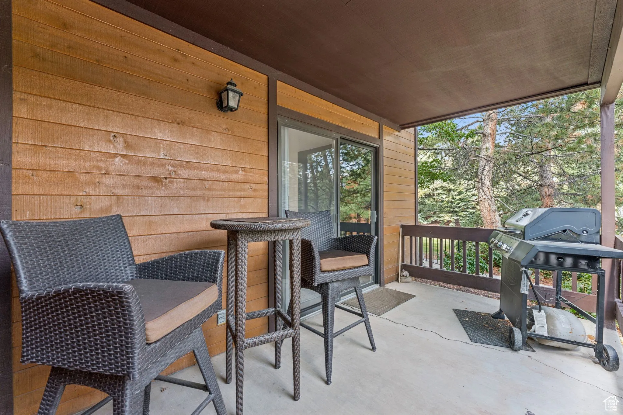 Balcony featuring a grill
