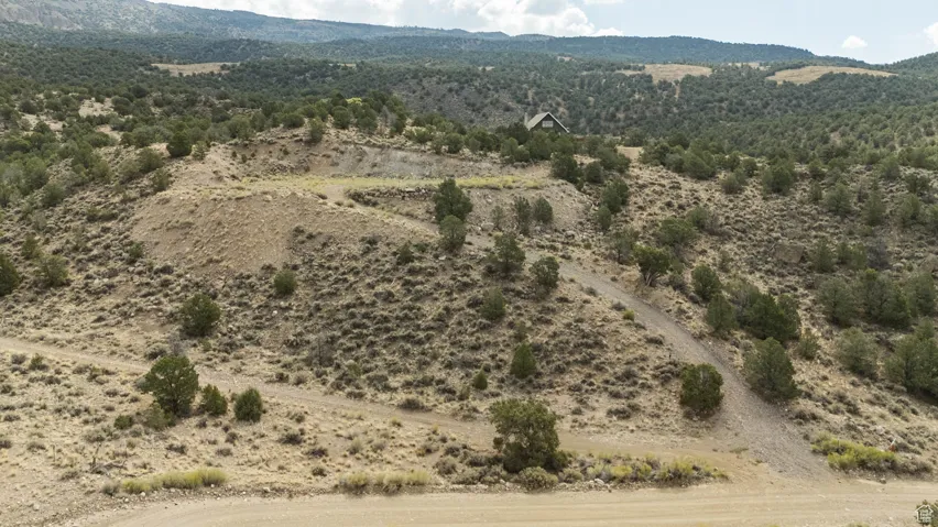 Overview of rural landscape with mountains