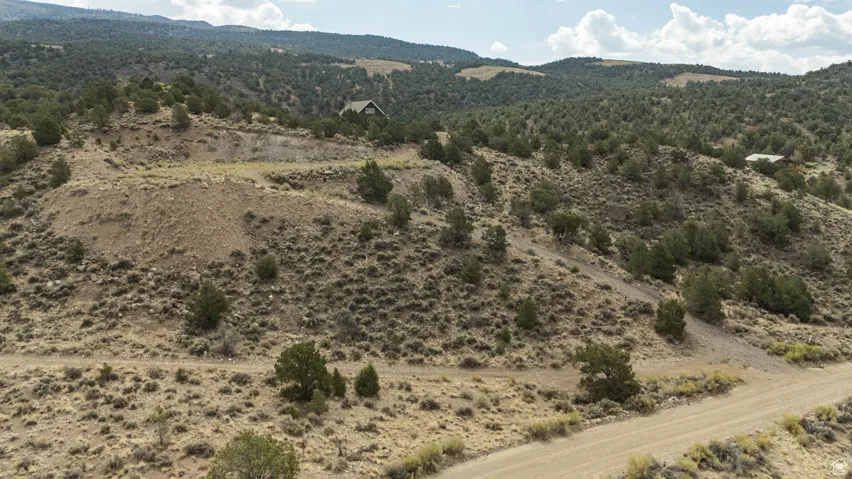 Overview of rural landscape featuring mountains