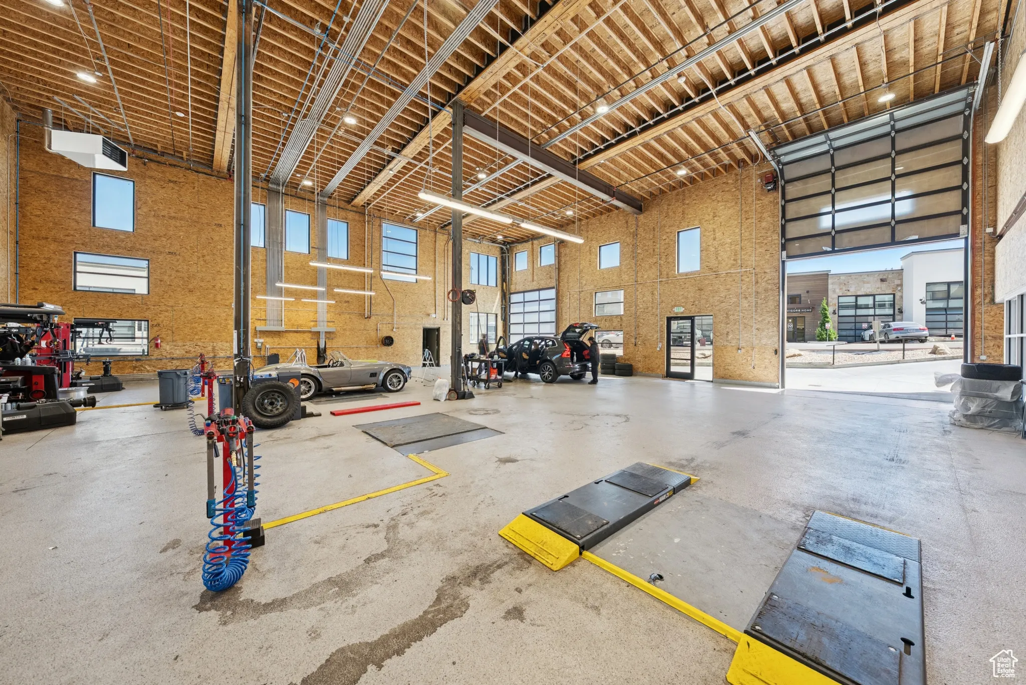 Garage with a workshop area