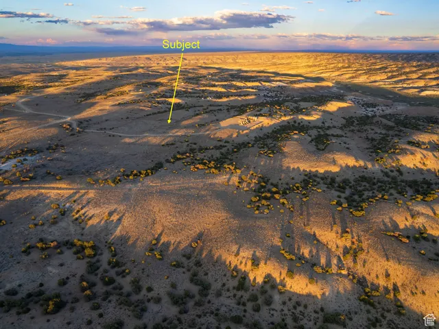 Aerial view at dusk of a rural view and a desert view