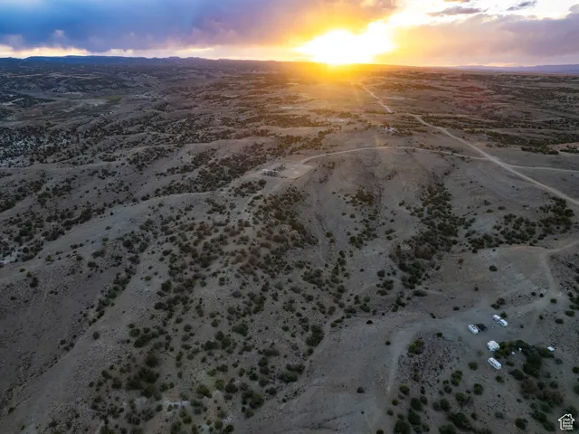 Aerial view at dusk of a rural view