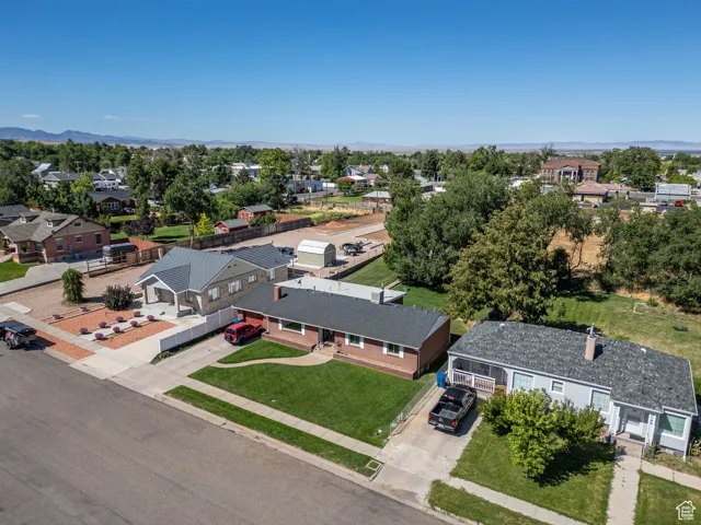 Aerial perspective of suburban area