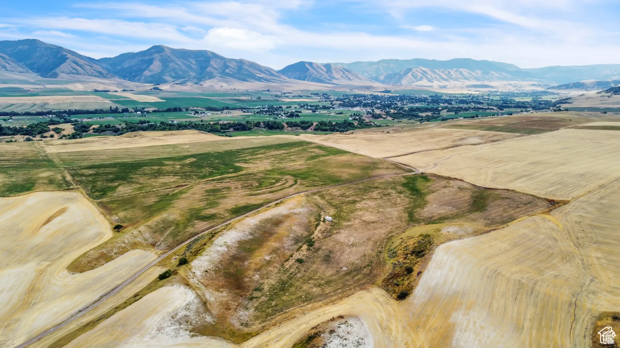 View of mountain background with rural landscape