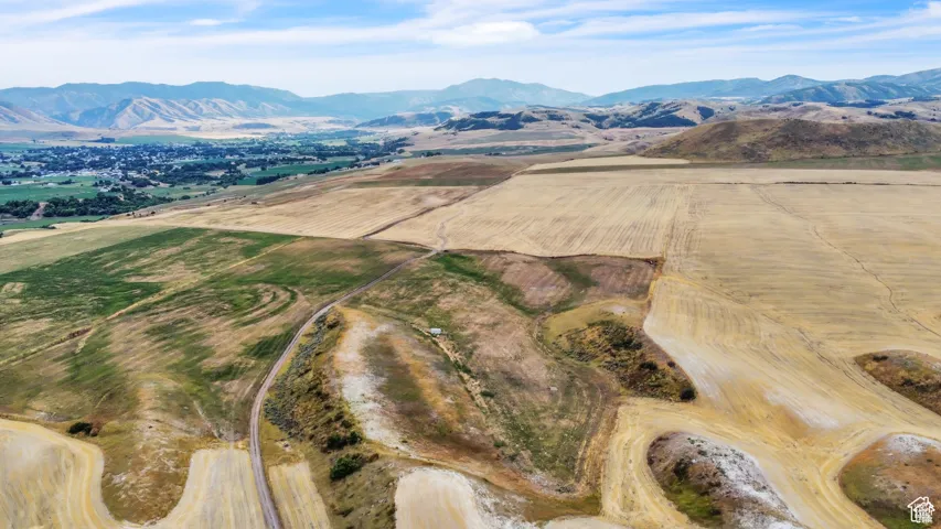 Aerial view of sparsely populated area featuring mountains