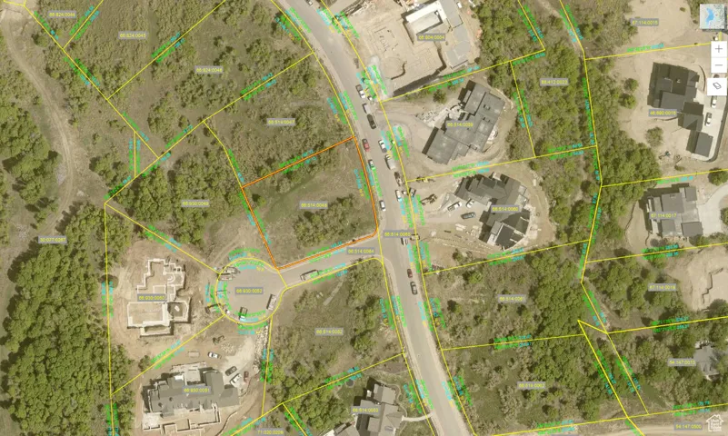 Aerial map of property and surrounding area featuring property parcel outlined