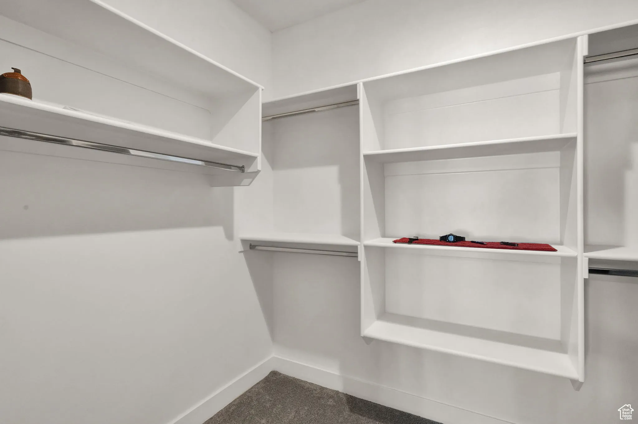 View of spacious walk-in primary closet