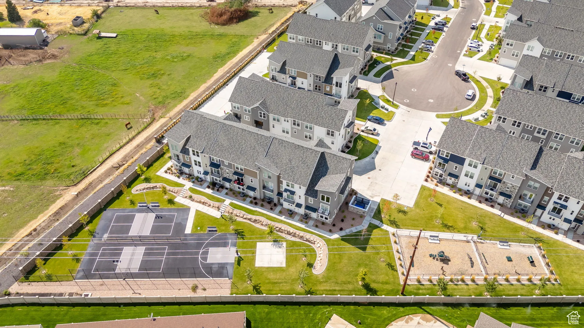 Aerial view of residential area