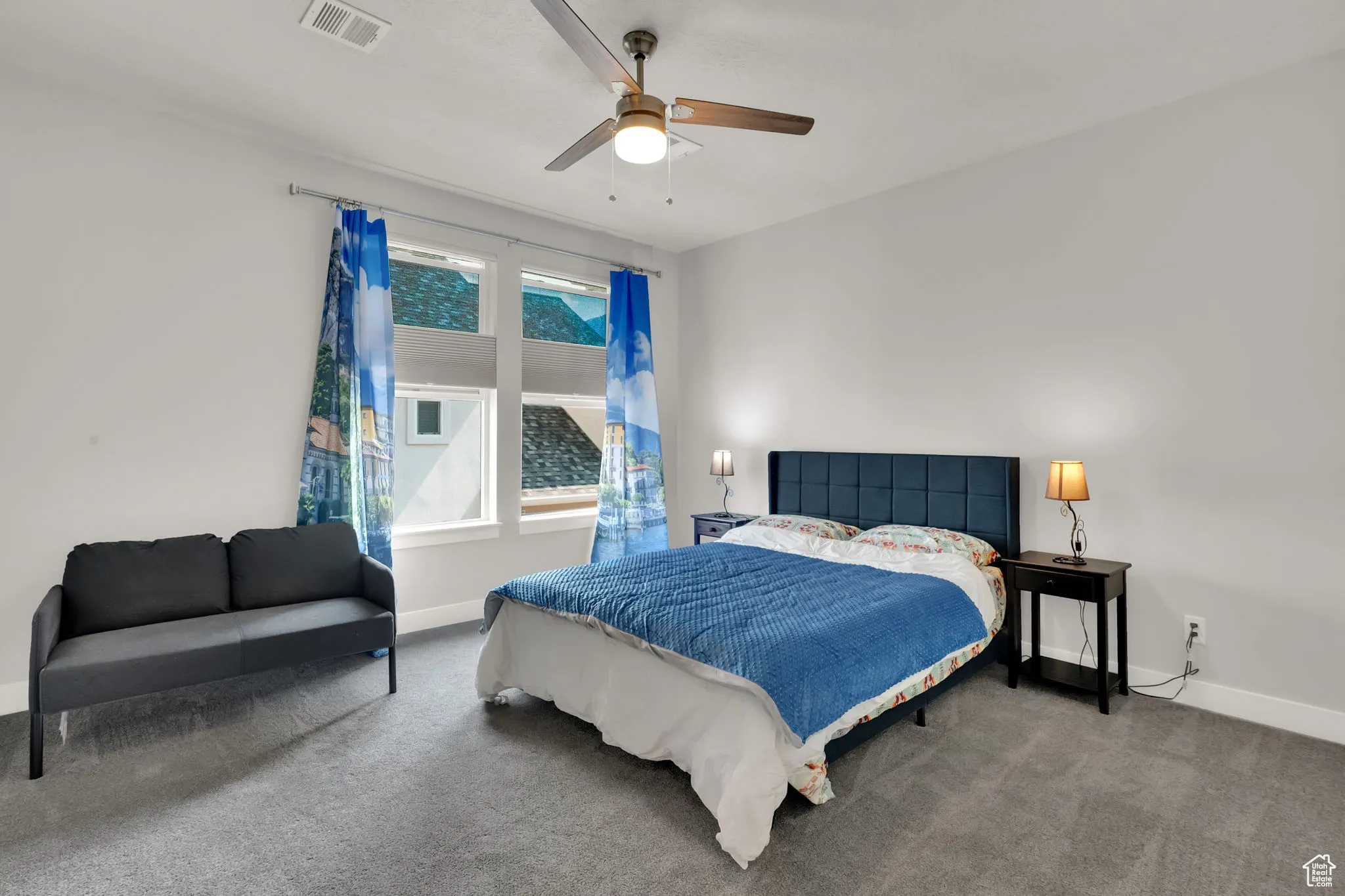 Large 2nd bedroom with upgraded ceiling fan.