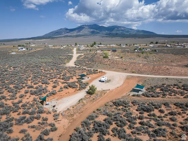Aerial view of sparsely populated area featuring mountains