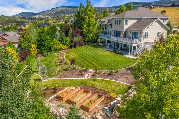 Aerial view of backyard