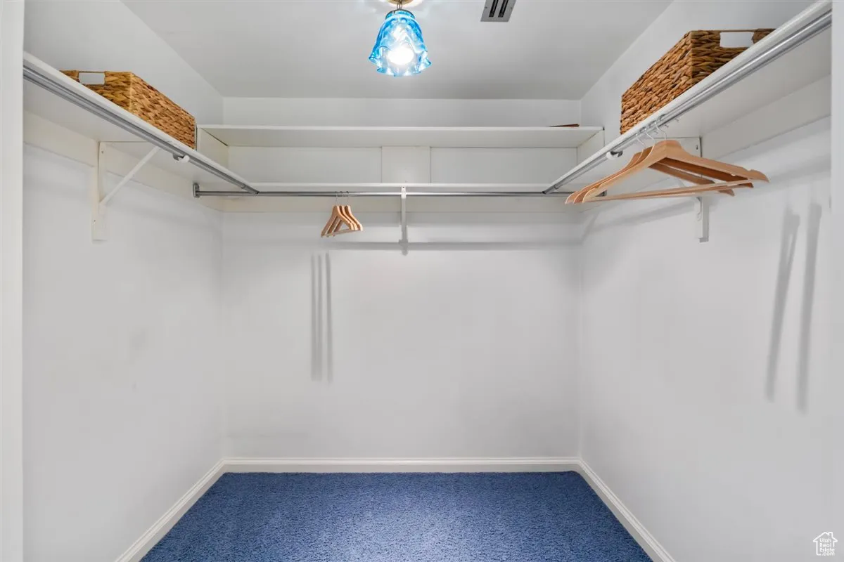 Walk in closet featuring carpet