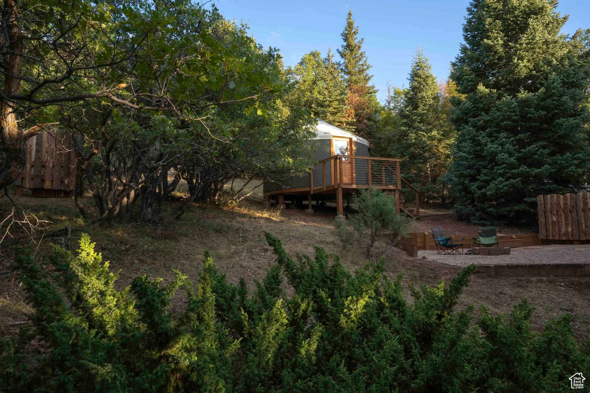 View of yard featuring a deck