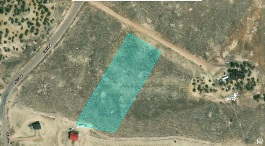Aerial overview of property's location featuring property boundaries highlighted