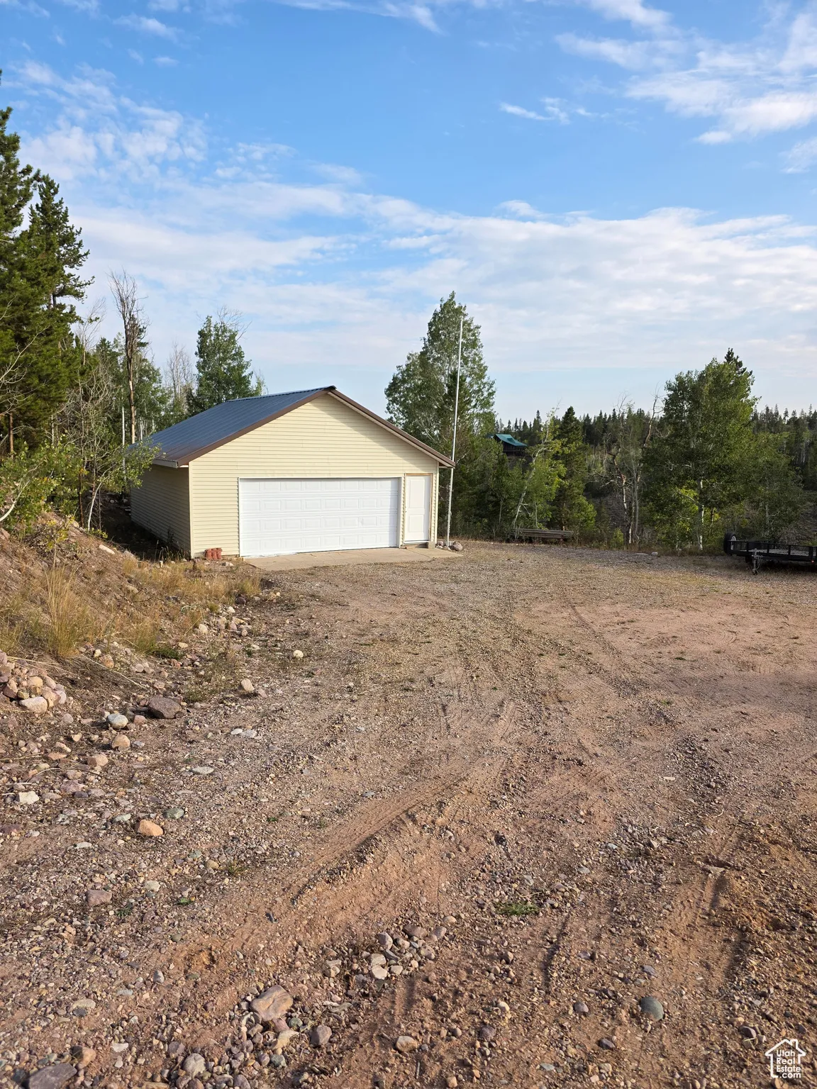 View of detached garage
