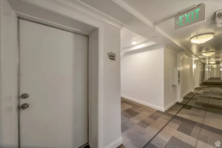 Hallway with baseboards