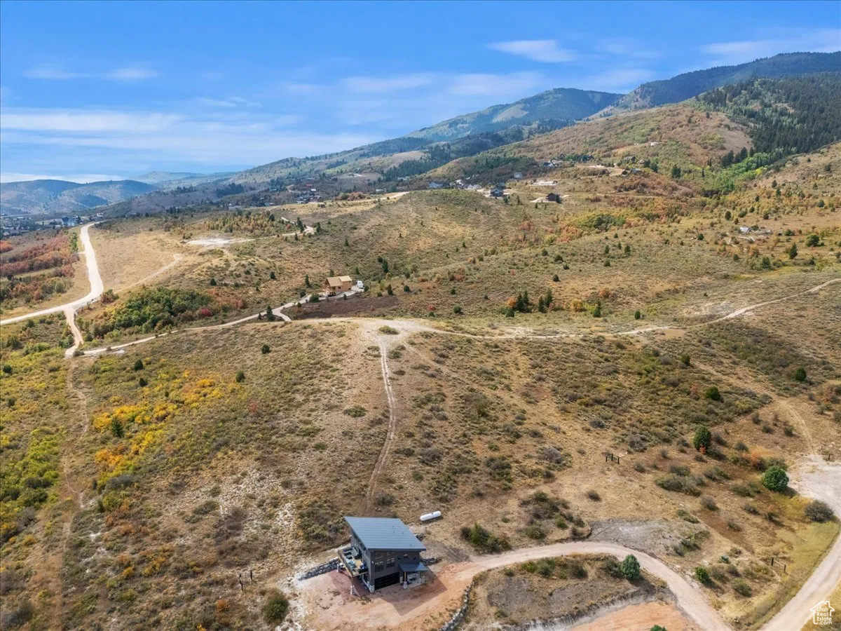 Overview of rural landscape featuring a mountainous background