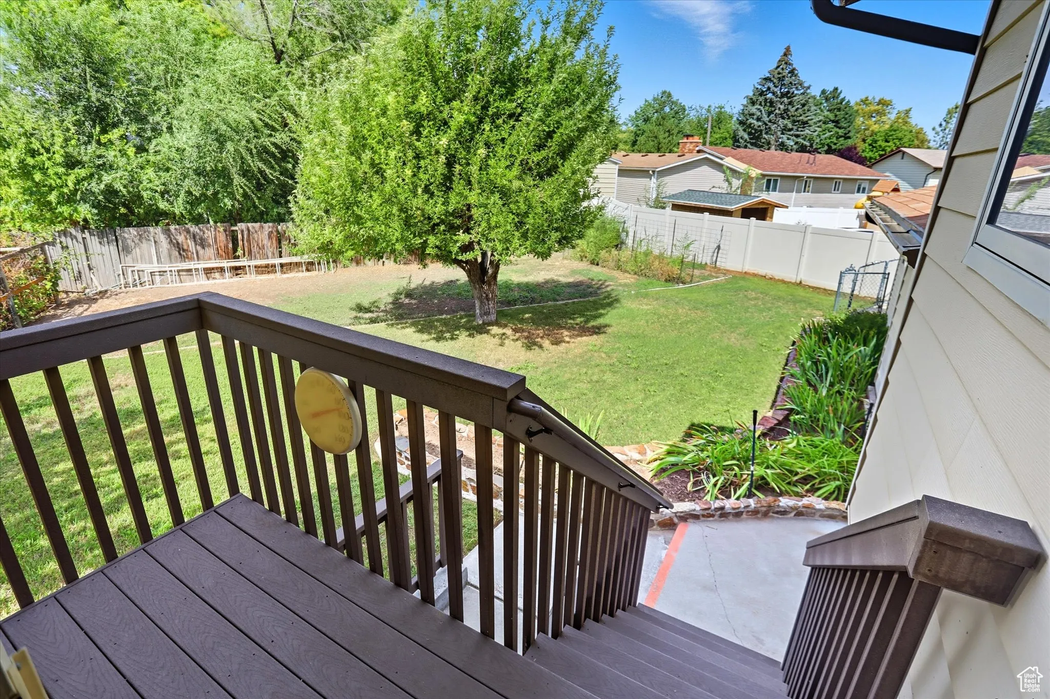 Deck featuring a fenced backyard
