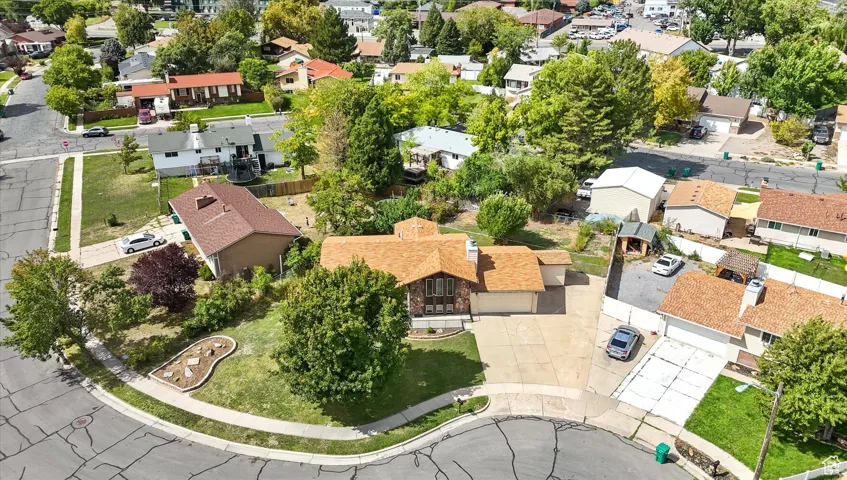 Aerial perspective of suburban area