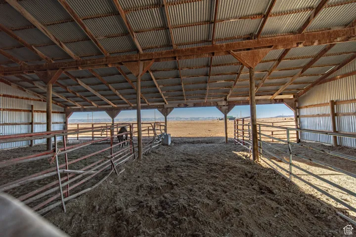 View of horse barn