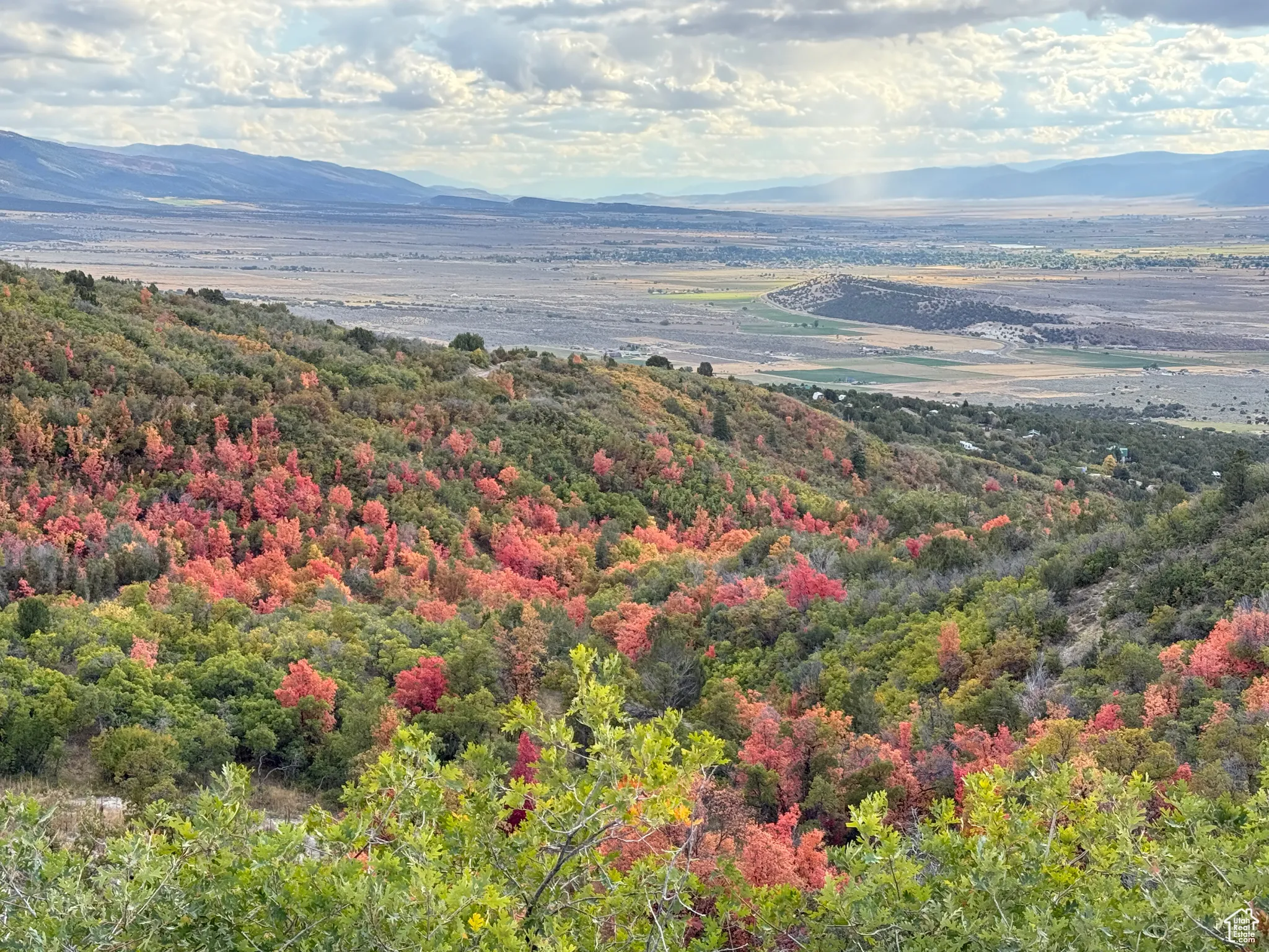 Beautiful canyon fall colors and valley view