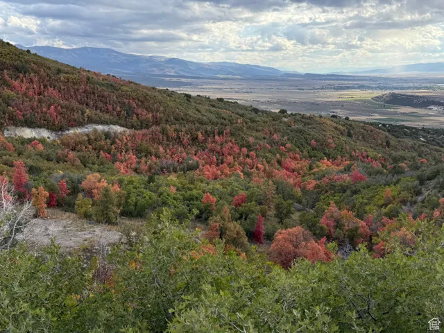 On left is the pad of lot 1 and beautiful fall colors of lot 2, with a valley view