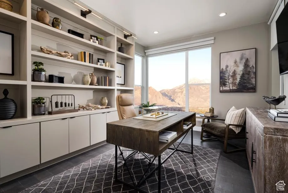 Office with recessed lighting