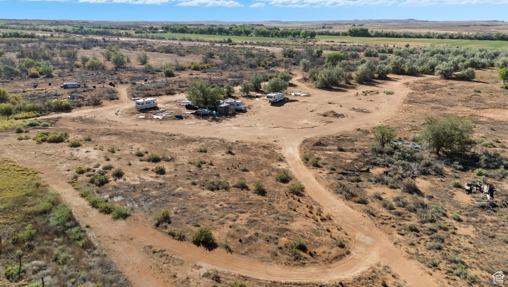 Aerial view of sparsely populated area