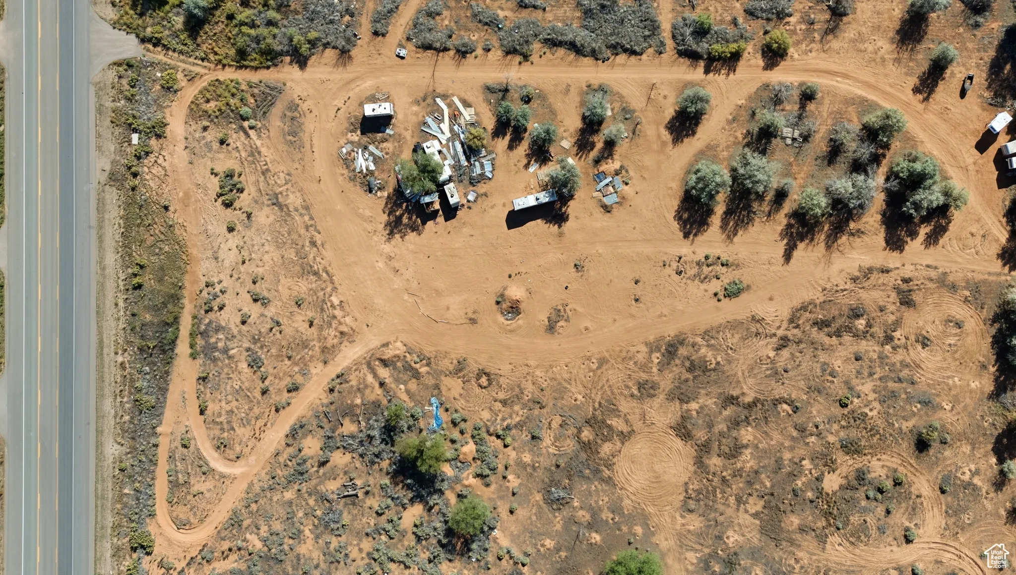 Aerial overview of property's location featuring rural landscape