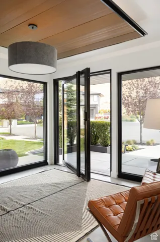 Entryway featuring wooden ceiling