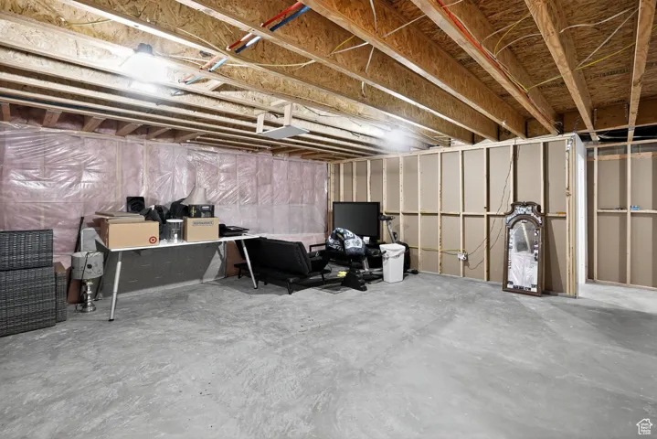 View of unfinished basement