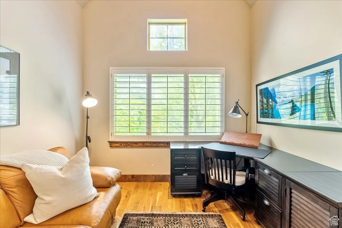 Office featuring light wood-type flooring