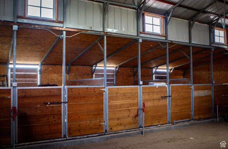 View of horse barn