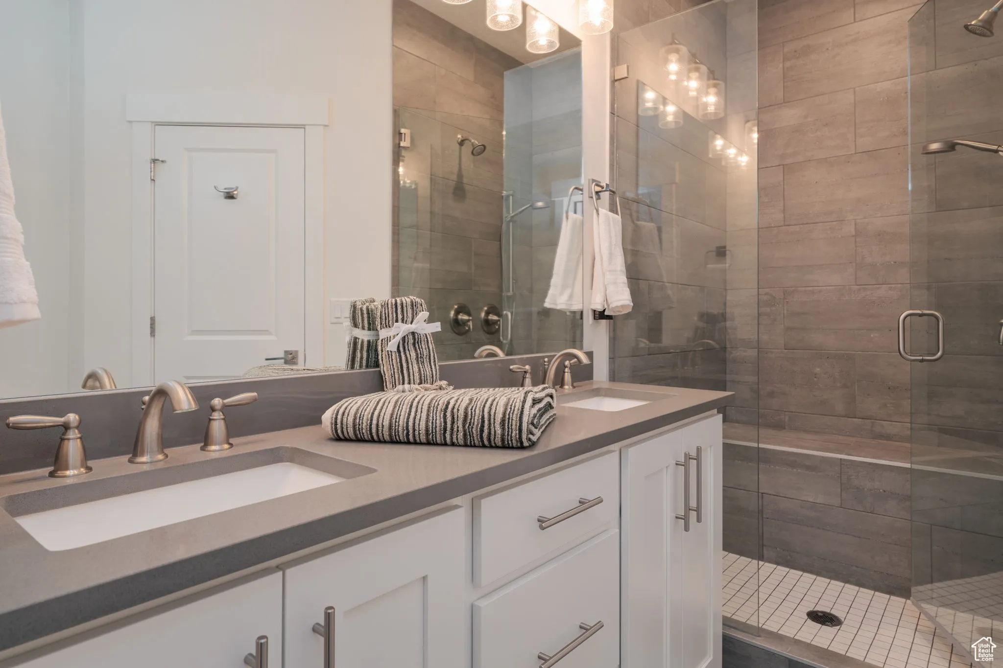 Ensuite bathroom with shower and double vanity