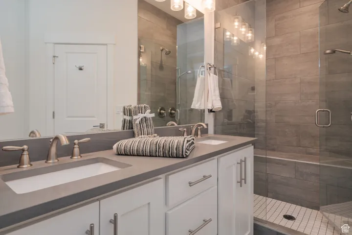 Ensuite bathroom with shower and double vanity