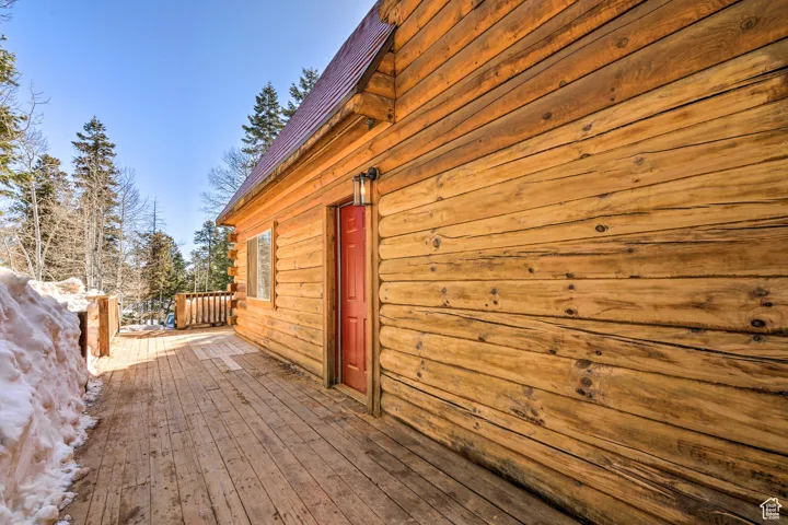 View of snow covered deck