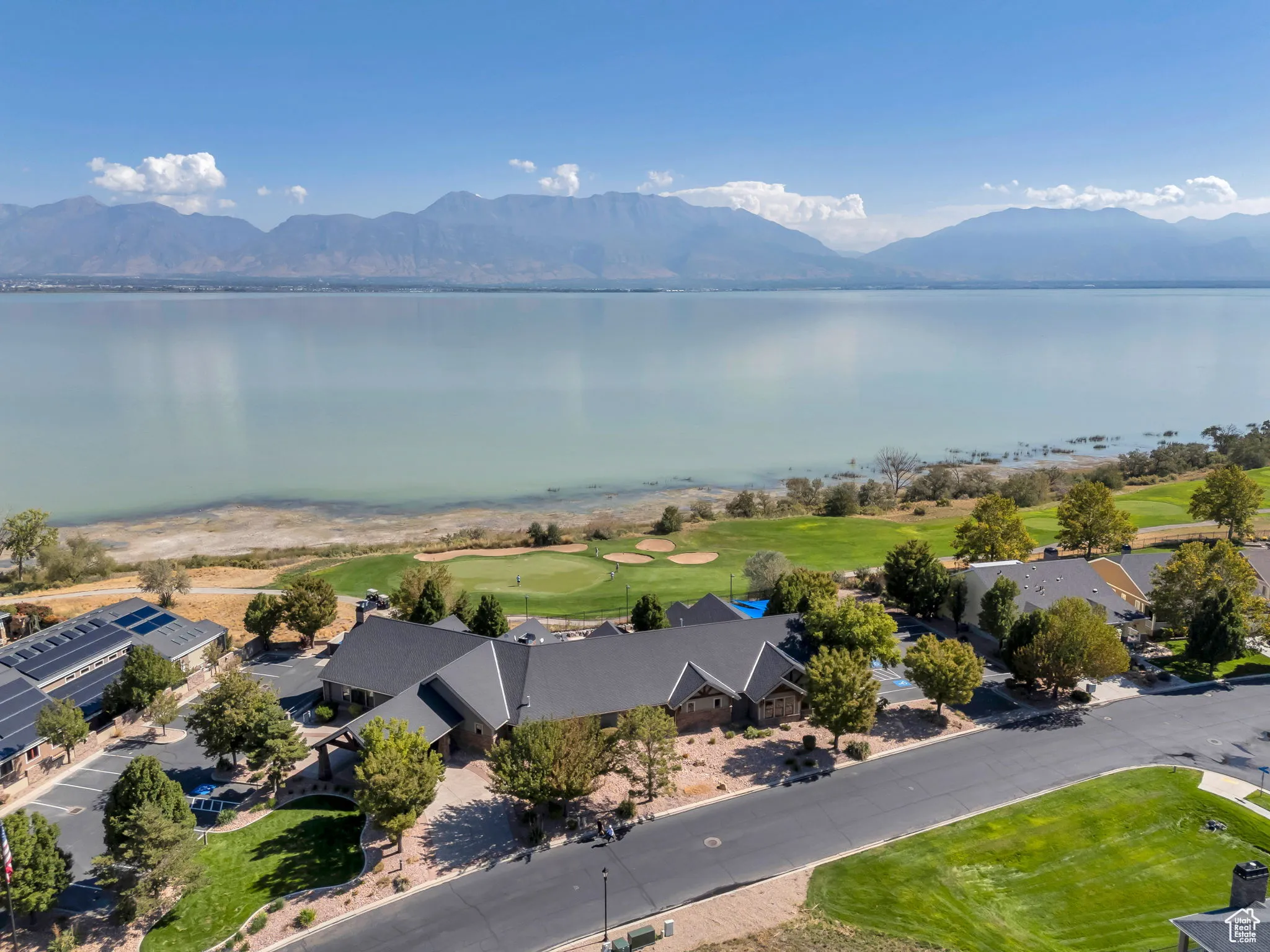 Clubhouse, golf course and Utah Lake