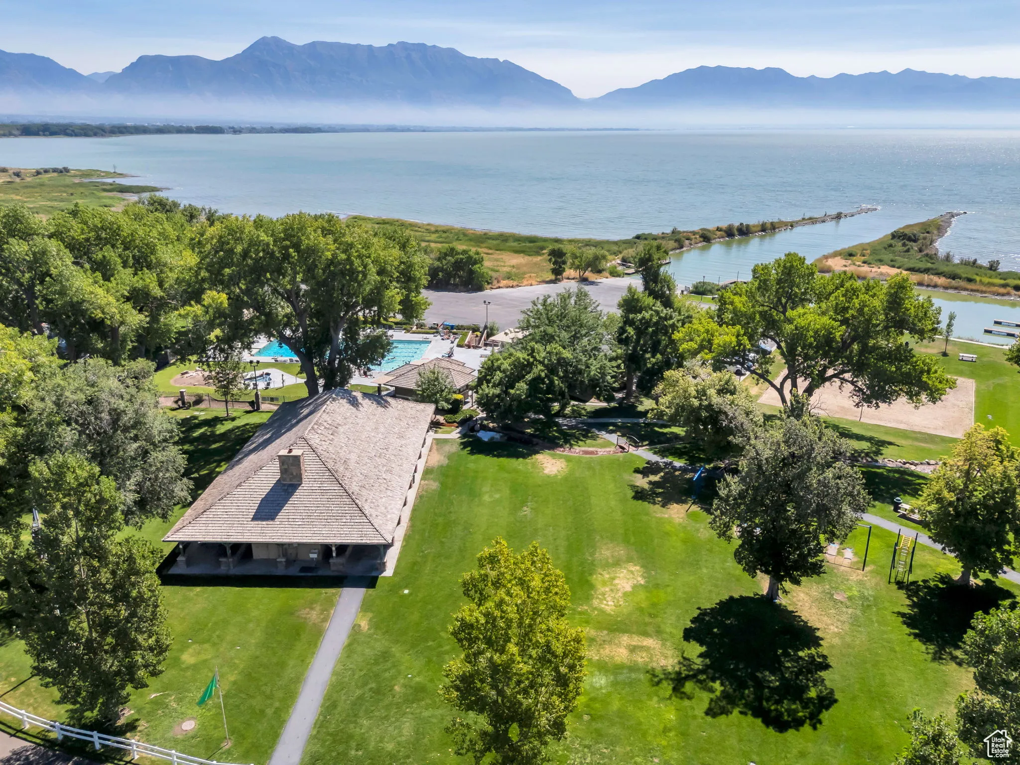 Community pavilion, pool, boat launch