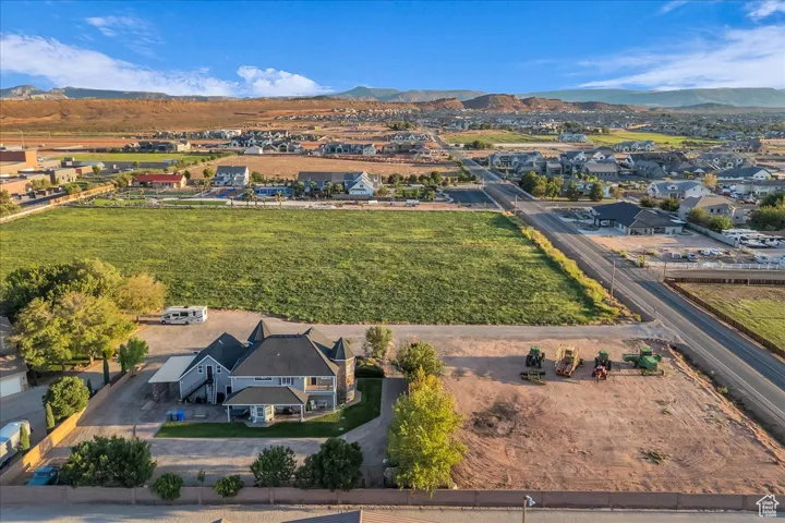 Bird's eye view of a mountain backdrop