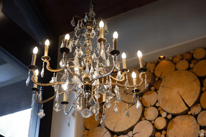 Detailed view of a chandelier