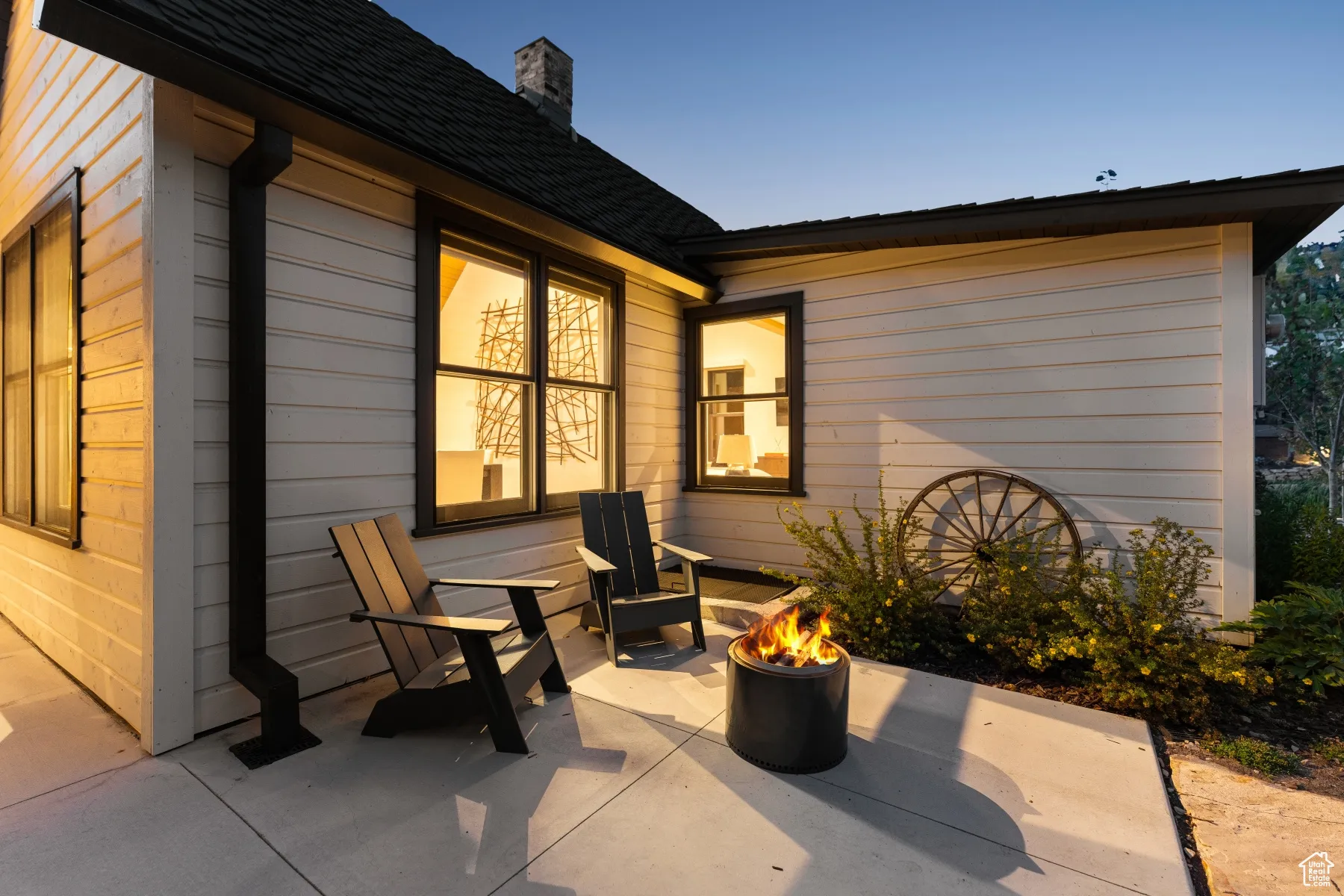 View of patio / terrace with an outdoor fire pit
