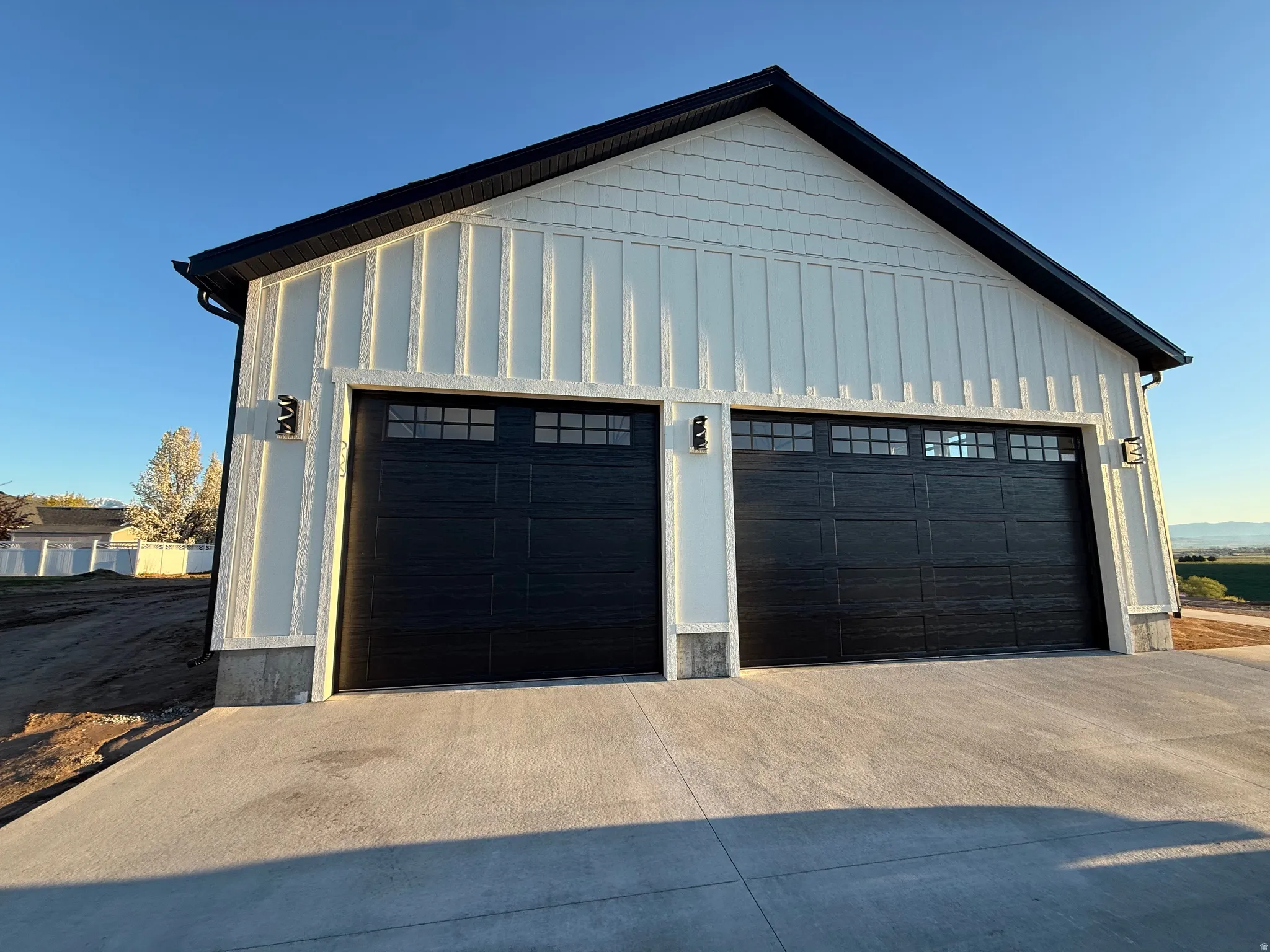 View of detached garage